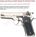NEW Smith and Wesson S&W Model 59 459 659 9 Mm Grips Hardwood Wood Checkered Handmade Handcraft Gift Sport for Men Silver Medallions Special Design #S5W06 #1