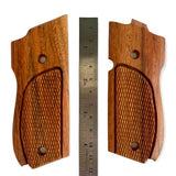 NEW Smith and Wesson S&W Model 39, 52, 439, 539, 639 , 9 Mm, Round Butt Grips Hardwood Wood Smooth Handmade Handcraft Gift Sport for men Gold Medallions #S3W05