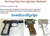 New Browning High Power Hp Grips Checkered Hardwood Wood Handmade #Bhw02