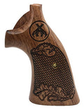 handicraftgrips KSW74## New Smith & Wesson K/L S&W K L Frame Square Butt Revolver Grips Laser Hard Wood Finger Groove Checkered Open Back Handmade Silver Medallions Sport for Men Birthday Gift by