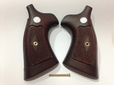 New Smith & Wesson N Frame Square Butt Grips Diamond Checkered Hardwood Open Back