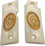 MTR01 ## New Grips for Colt Mustang Checkered pocketlite Pistol White Ivory Resin Polymer Laser Logo Handmade Handcraft beautiful Nice Birthday Gift Sport For Men Man by Handicraftgrips