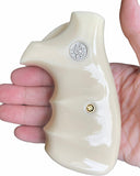 Smith & Wesson K/l Frame Square Butt Revolver Grips White Ivory Polymer Resin Finger Groove Smooth Handmade #Ksr02