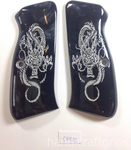 New Cz75 Cz85 75 B CZ 75 SP-01 75B Grips Cz 75/85 75 85 Full Size Black Pearl Color Polymer Smooth Resin Lazer Handmade #Cfr02 cfw