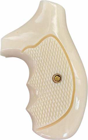 RRR02 ## New Grips Rossi small frame round butt grips R352 R461 R462 six shot revolver chambered in .38 Special or .357 Magnum Beautiful Checkered White Ivory Resin Handmade by handicraftgrips