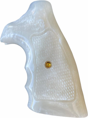 handicraftgrips New Rossi Small Frame Square Butt Revolver Grips 67 68 69 71 351 511 515 518 720 971 972 Finger Groove Checkered White Pearl Resin Polymer Polyester Handmade Birthday Newyear RSR03