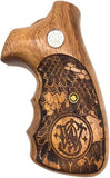 NRW22 ## New Smith & Wesson S&W N Frame Round Butt Grips 22 25 29 325 327 329 520 610 625 627 629 Hard Wood Laser Logo Engraved Checkered Finger Groove Handcraft Special Birthday Gift Handicraftgrips