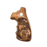 NRW22 ## New Smith & Wesson S&W N Frame Round Butt Grips 22 25 29 325 327 329 520 610 625 627 629 Hard Wood Laser Logo Engraved Checkered Finger Groove Handcraft Special Birthday Gift Handicraftgrips