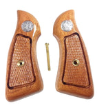 New Smith & Wesson S&w J Frame Square Butt Grips Checkered Hardwood Wood Silver Medallions Handmade #JSW06