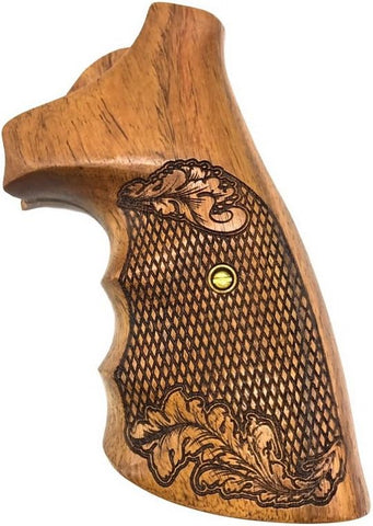 NSW48 ## New Smith & Wesson S&W N Frame Square Butt Grips Laser Logo Engraved Silver Medallions Checkered Finger Groove Hard Wood Handmade Handcraft Birthday New year Christmas Gift by handicraftgrips