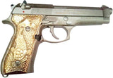 BFG01 ## New Beretta92 Beretta 92 92F 92G 92FS FS 92SB 96 M992 M9 Full Size Grips aluminium gold plated Hand Engraved Handcraft Birthday Fathers day Christmas Newyear Gift Sport Men By handicraftgrips
