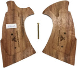 handicraftgrips KRW69## New Smith & Wesson S&W K/L K L Frame Round Butt Grips Hard Wood Laser Logo Checkered Open Back Silver Medallions Handmade Sport Men Birthday Newyear Christmas