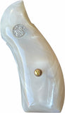 handicraftgrips Smith & Wesson K/l Frame Round Butt Revolver Grips White Pearl Color Polymer Smooth Resin Finger Groove Silver Medallions Handmade S&W K/L K L Frame Round Butt Model 10 12 13 19 460 500 547 581 586 64 65 66 (Post 1995) 681 686 #KRR01 KRW