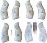 handicraftgrips Smith & Wesson K/l Frame Round Butt Revolver Grips White Pearl Color Polymer Smooth Resin Finger Groove Silver Medallions Handmade S&W K/L K L Frame Round Butt Model 10 12 13 19 460 500 547 581 586 64 65 66 (Post 1995) 681 686 #KRR01 KRW