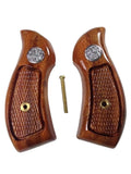 handicraftgrips New Smith & Wesson S&w J Frame Round Butt Bodyguard Grips Checkered Hardwood Handmade #JRW05