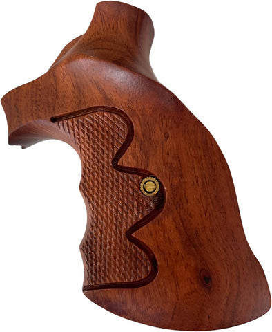handicraftgrips New Smith & Wesson N Frame Square Butt Grips Checkered Hardwood Finger Groove Open Back #Nsw17