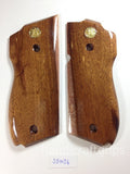NEW Smith and Wesson S&W Model 39, 52, 439, 539, 639 , 9 Mm, Round Butt Grips Hardwood Wood Smooth Handmade Handcraft Gift Sport for men Gold Medallions #S3W06