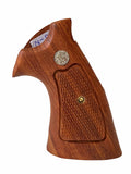 handicraftgrips New Smith & Wesson N Frame Round Butt Grips Checkered Hardwood Open Back #NRW01