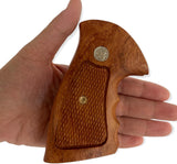 New Smith & Wesson S&W N Frame Square Butt Grips Silver Medallions Checkered Finger Groove Hardwood Hard Wood Handmade Beautiful Sport for Men Birthday Newyear Christmas Gift #Nsw34
