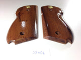 NEW Smith and Wesson S&W Model 39, 52, 439, 539, 639 , 9 Mm, Round Butt Grips Hardwood Wood Smooth Handmade Handcraft Gift Sport for men Gold Medallions #S3W06