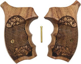 handicraftgrips NRW27## New Smith & Wesson S&W N Frame Round Butt Grips 22 25 29 325 327 329 520 610 625 627 629 Hard Wood Laser Logo Engraved Checkered Finger Groove Handcraft Special Birthday Gift