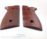 New Taurus PT945 PT 945 Grips Hardwood Hard Wood Checkered Finger Groove Beautiful Grips Handmade Birthday Newyear Sport for Men Man Handcraft #T945W01