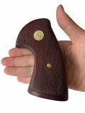 handicraftgrips New Colt Python Grips I/E Frame Checkered Open Back Hardwood Handmade Gold Medallions #Pyw13