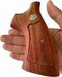 handicraftgrips New Smith & Wesson N Frame Round Butt Grips Checkered Hardwood Open Back #NRW01