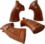 handicraftgrips New Smith & Wesson N Frame Round Butt Grips Checkered Hardwood Open Back #NRW01