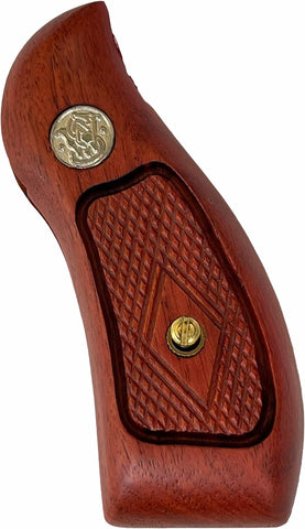 Smith & Wesson K/l Frame Round Butt Grips Hardwood Checkered Handmade #Krw24