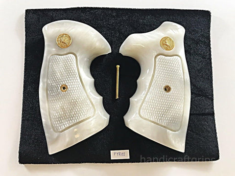 New Colt Python Grips I/ E I E Frame Checkered White Pearl Resin Gold Medallions Handmade Handcraft Birthday New year Christmas Gift Sport For Men Man by Handicraftgrips #Pyr02