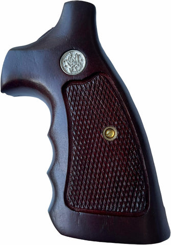 New Smith & Wesson N Frame Square Butt Grips Checkered Hardwood Finger Groove #Nsw12