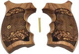 handicraftgrips NRW27## New Smith & Wesson S&W N Frame Round Butt Grips 22 25 29 325 327 329 520 610 625 627 629 Hard Wood Laser Logo Engraved Checkered Finger Groove Handcraft Special Birthday Gift