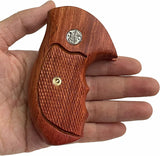 handicraftgrips New Smith & Wesson S&w J Frame Round Butt Bodyguard Grips Checkered Hardwood Handmade #JRW01