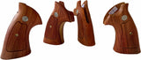 handicraftgrips New Smith & Wesson N Frame Round Butt Grips Checkered Hardwood Open Back #NRW01