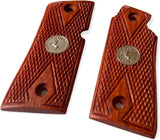 handicraftgrips New Grips for Colt Mustang Checkered Silver Medallions pocketlite Pistol Hardwood Handmade Grips #MTW01