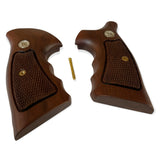 handicraftgrips New Smith & Wesson S&W N Frame Square Butt Grips Checkered Finger Groove Black Color Hardwood Hard Wood Silver Medallions Handmade Beautiful Sport for Men Birthday Newyear Nsw29#1