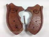Smith & Wesson K/l Frame Round Butt Revolver Grips Hardwood Wood Finger Groove Smooth Open Back Handmade #Krw43