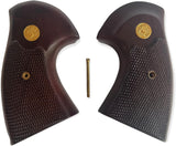 handicraftgrips New Colt Python Grips (I, E Frame) Checkered Open Back Gold Medallions Hardwood Handmade