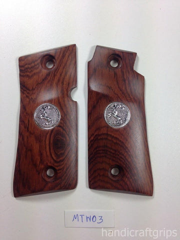 New Grips for Colt Mustang Smooth Silver Medallions pocketlite Pistol Hardwood Handmade Grips #MTW03