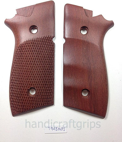 New Taurus PT945 PT 945 Grips Hardwood Hard Wood Checkered Finger Groove Beautiful Grips Handmade Birthday Newyear Sport for Men Man Handcraft #T945W01