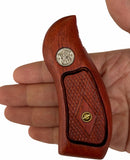 Smith & Wesson K/l Frame Round Butt Grips Hardwood Checkered Handmade #Krw24