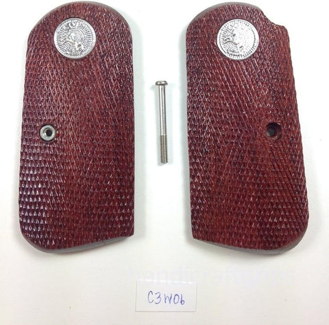 New Colt 1903 1908 Colt 1903 .32 ACP 1908 .38 ACP Pocket Hammerless Grips Silver Medallion Checkered Hardwood Wood Handmade Birthday Gift Sport For Men #C3w06