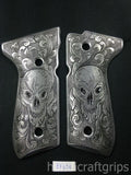 New Beretta92 Beretta 92 92F 92G 92FS FS 92SB 96 M992 M9 Full Size Grips FULL SIZE Aluminum Hand Engraved Handmade #BFL08