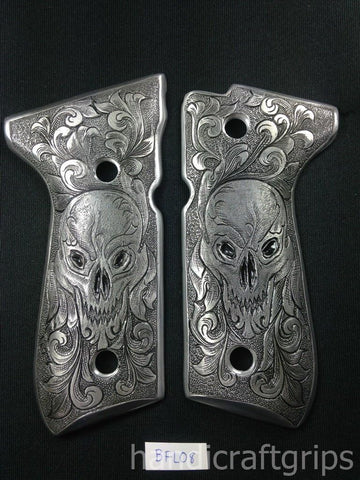 New Beretta92 Beretta 92 92F 92G 92FS FS 92SB 96 M992 M9 Full Size Grips FULL SIZE Aluminum Hand Engraved Handmade #BFL08