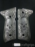 New Beretta92 Beretta 92 92F 92G 92FS FS 92SB 96 M992 M9 Full Size Grips FULL SIZE Aluminum Hand Engraved Handmade #BFL08