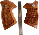 New Smith & Wesson S&W N Frame Square Butt Grips Silver Medallions Checkered Finger Groove Hardwood Hard Wood Handmade Beautiful Sport for Men Birthday Newyear Christmas Gift #Nsw34