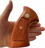 handicraftgrips New Smith & Wesson N Frame Round Butt Grips Checkered Hardwood Open Back #NRW01