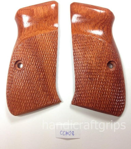 New Cz75 Cz85 CZ 75 85 Grips Cz 75/85 Compact Size Hardwood Wood Checkered Finger groove Handmade CZ P-01 CZ P-06 Beautiful Handcraft Sport for Men Birthday Gift #Ccw28