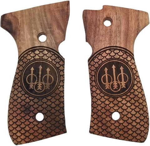 BFW22 ## New Beretta92 Beretta 92 92F 92G 92FS FS 92SB 96 M992 M9 Full Size Grips Laser Logo Hard Wood Checkered Handmade Gift Sport for Men Birthday Newyear Christmas Skull Design by Handicrftgrips